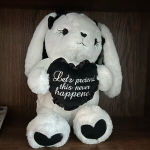 Dolls Kill Let’s Pretend This Never Happened Black and White Soft Plush Bunny
